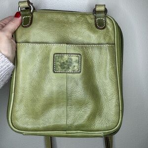 Fossil Green Genuine Leather Crossbody Organizer Bag